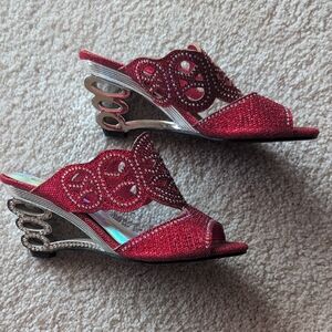 Elegant Red Women's Wedge Sandals